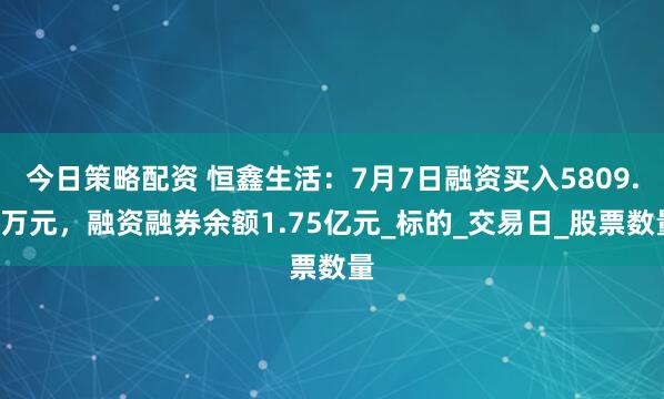 今日策略配资 恒鑫生活：7月7日融资买入5809.2万元，融资融券余额1.75亿元_标的_交易日_股票数量